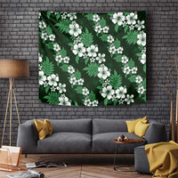 Hawaiian Hibiscus Tribal Floral Green Tapestry Polynesian Tapa Pattern - Polynesian Pride