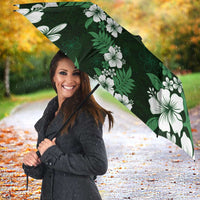 Hawaiian Hibiscus Tribal Floral Green Umbrella Polynesian Tapa Pattern - Polynesian Pride