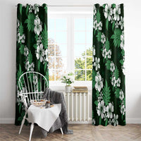 Hawaiian Hibiscus Tribal Floral Green Window Curtain Polynesian Tapa Pattern - Polynesian Pride