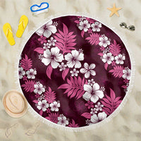 Hawaiian Hibiscus Tribal Floral Pink Beach Blanket Polynesian Tapa Pattern - Polynesian Pride
