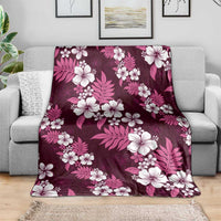 Hawaiian Hibiscus Tribal Floral Pink Blanket Polynesian Tapa Pattern - Polynesian Pride
