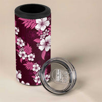 Hawaiian Hibiscus Tribal Floral Pink 4 in 1 Can Cooler Tumbler Polynesian Tapa Pattern - Polynesian Pride