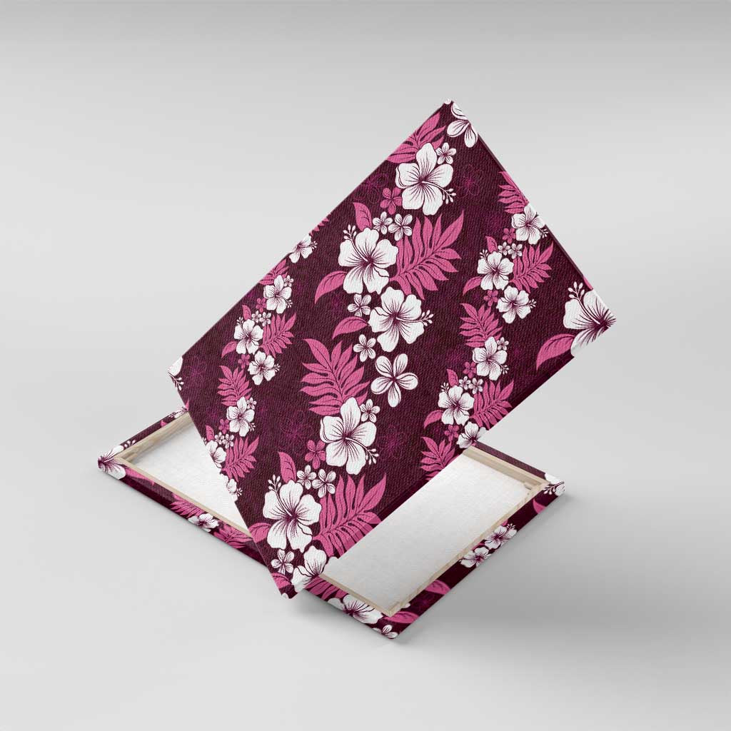 Hawaiian Hibiscus Tribal Floral Pink Canvas Wall Art Polynesian Tapa Pattern - Polynesian Pride