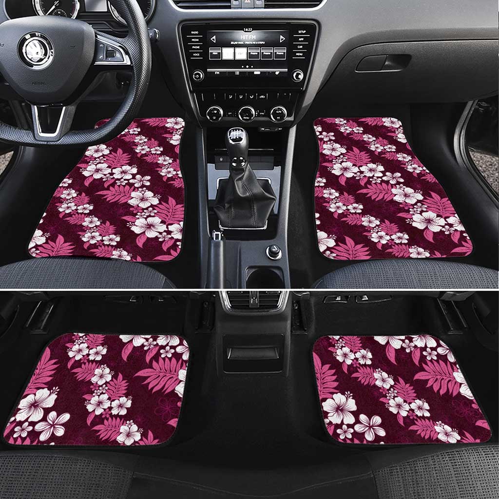 Hawaiian Hibiscus Tribal Floral Pink Car Mats Polynesian Tapa Pattern - Polynesian Pride