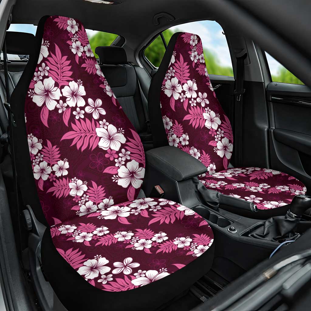 Hawaiian Hibiscus Tribal Floral Pink Car Seat Cover Polynesian Tapa Pattern - Polynesian Pride