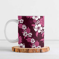 Hawaiian Hibiscus Tribal Floral Pink Ceramic Mug Polynesian Tapa Pattern - Polynesian Pride