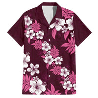 Hawaiian Hibiscus Tribal Floral Pink Family Matching Long Sleeve Bodycon Dress and Hawaiian Shirt Polynesian Tapa Pattern - Polynesian Pride