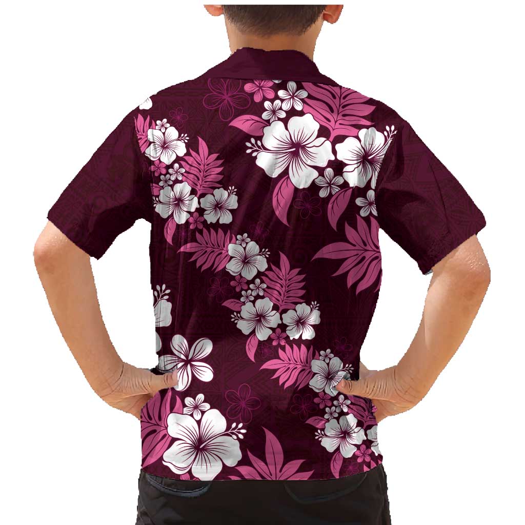 Hawaiian Hibiscus Tribal Floral Pink Family Matching Mermaid Dress and Hawaiian Shirt Polynesian Tapa Pattern - Polynesian Pride