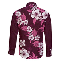 Hawaiian Hibiscus Tribal Floral Pink Family Matching Off Shoulder Maxi Dress and Hawaiian Shirt Polynesian Tapa Pattern LT01 - Polynesian Pride