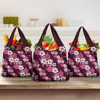 Hawaiian Hibiscus Tribal Floral Pink Grocery Bag Polynesian Tapa Pattern - Polynesian Pride
