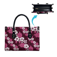 Hawaiian Hibiscus Tribal Floral Pink Leather Bag Polynesian Tapa Pattern - Polynesian Pride