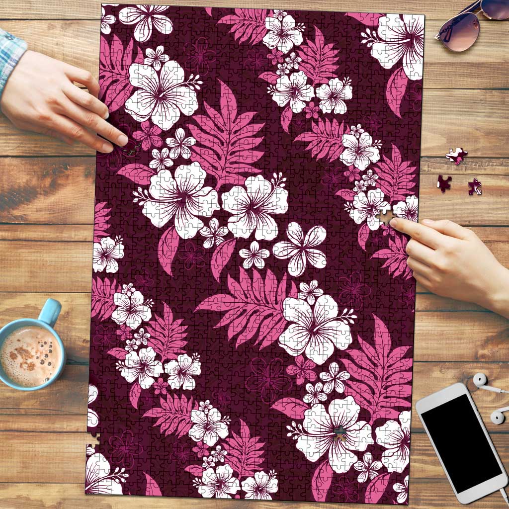 Hawaiian Hibiscus Tribal Floral Pink Puzzle Polynesian Tapa Pattern - Polynesian Pride