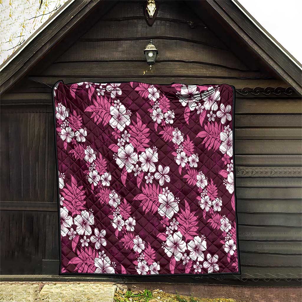 Hawaiian Hibiscus Tribal Floral Pink Quilt Polynesian Tapa Pattern - Polynesian Pride