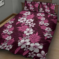 Hawaiian Hibiscus Tribal Floral Pink Quilt Bed Set Polynesian Tapa Pattern - Polynesian Pride