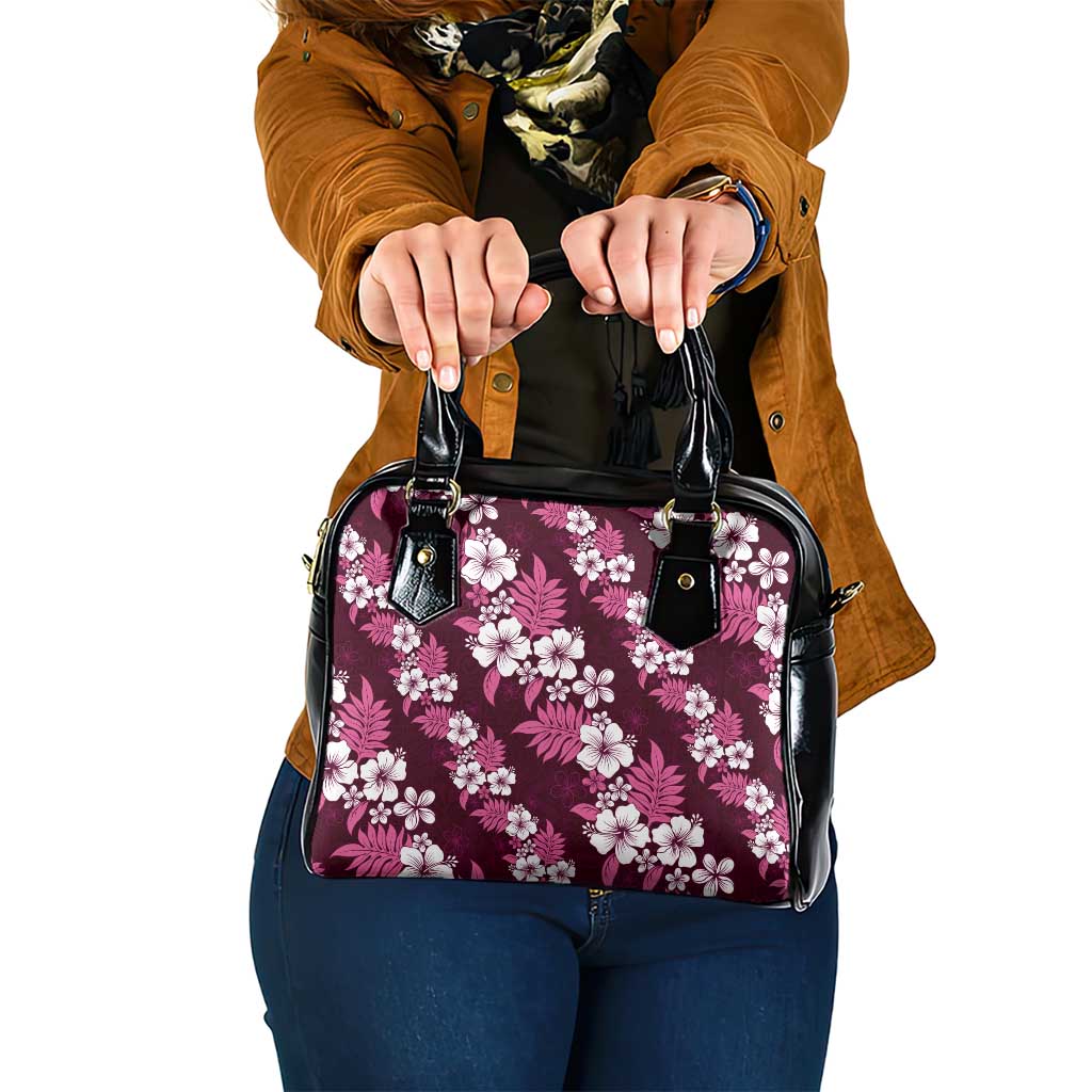 Hawaiian Hibiscus Tribal Floral Pink Shoulder Handbag Polynesian Tapa Pattern - Polynesian Pride