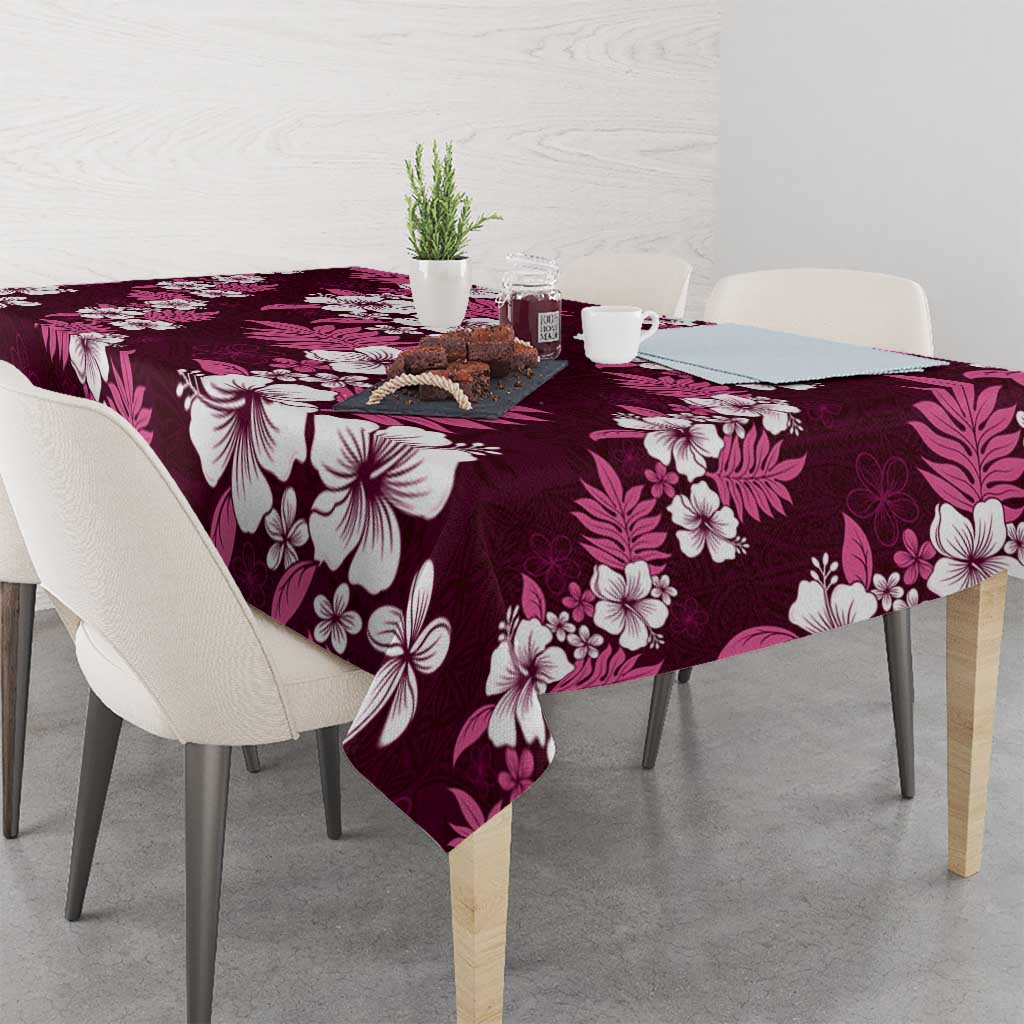 Hawaiian Hibiscus Tribal Floral Pink Tablecloth Polynesian Tapa Pattern - Polynesian Pride