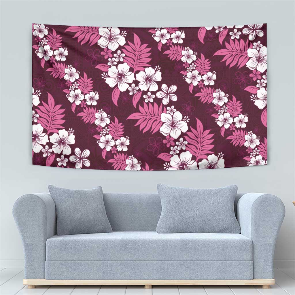 Hawaiian Hibiscus Tribal Floral Pink Tapestry Polynesian Tapa Pattern - Polynesian Pride