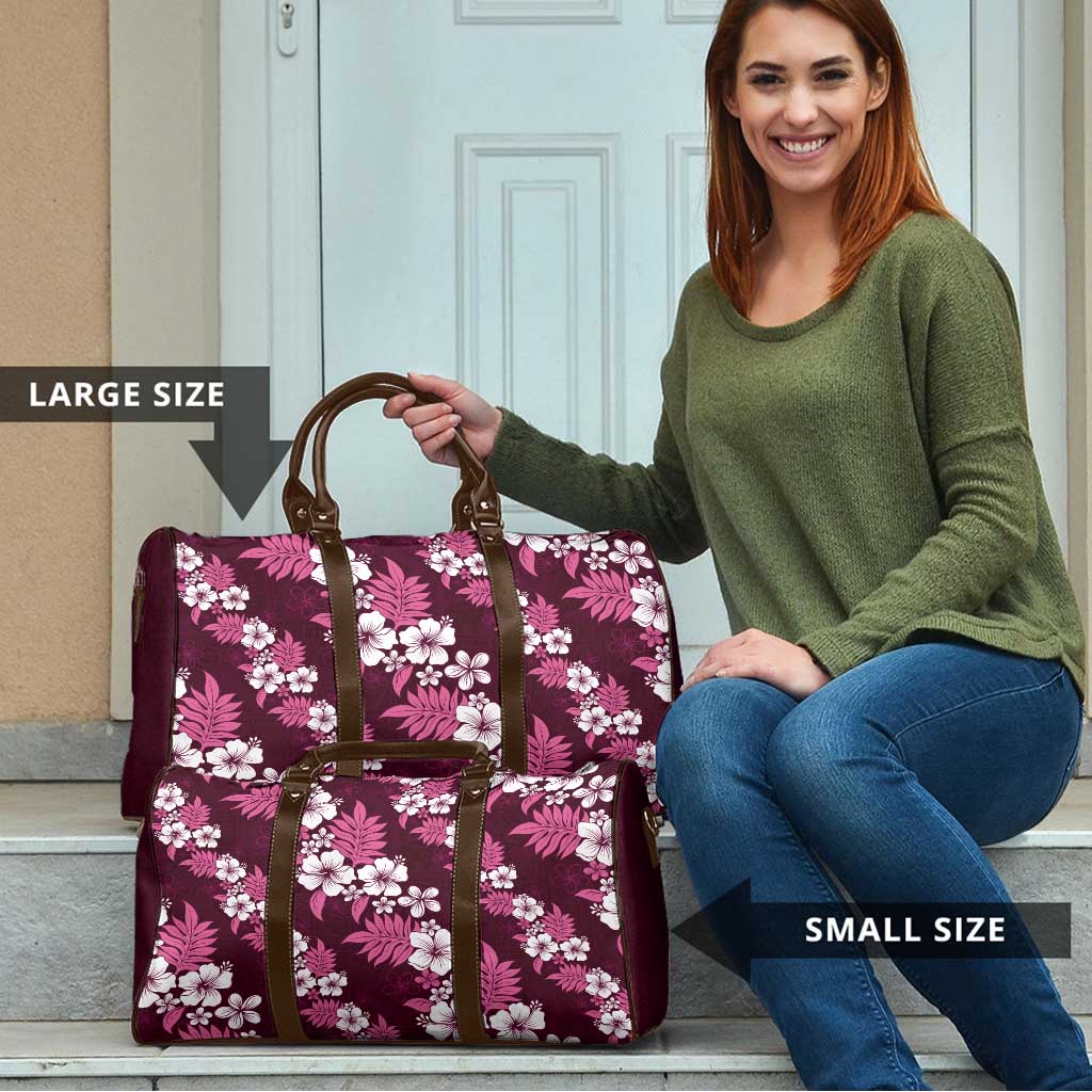 Hawaiian Hibiscus Tribal Floral Pink Travel Bag Polynesian Tapa Pattern - Polynesian Pride
