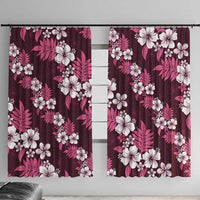 Hawaiian Hibiscus Tribal Floral Pink Window Curtain Polynesian Tapa Pattern - Polynesian Pride