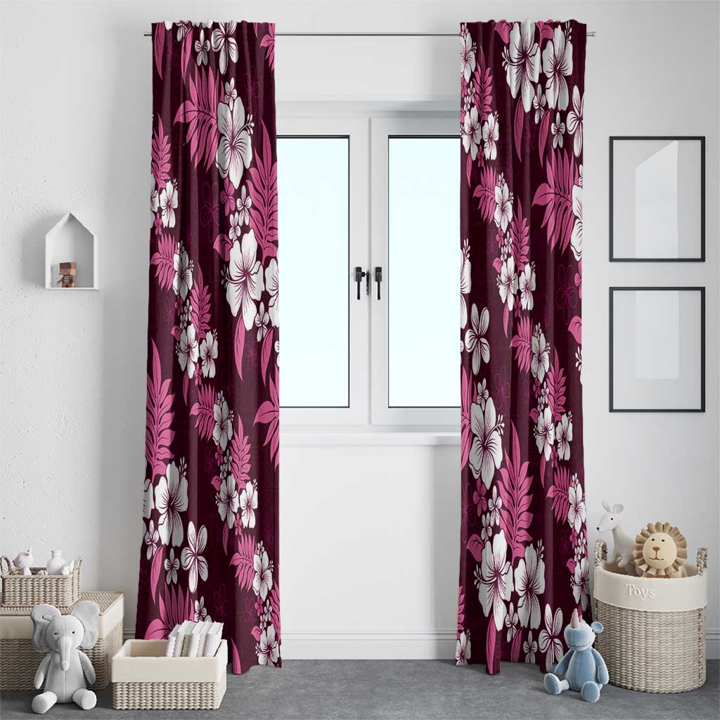 Hawaiian Hibiscus Tribal Floral Pink Window Curtain Polynesian Tapa Pattern - Polynesian Pride