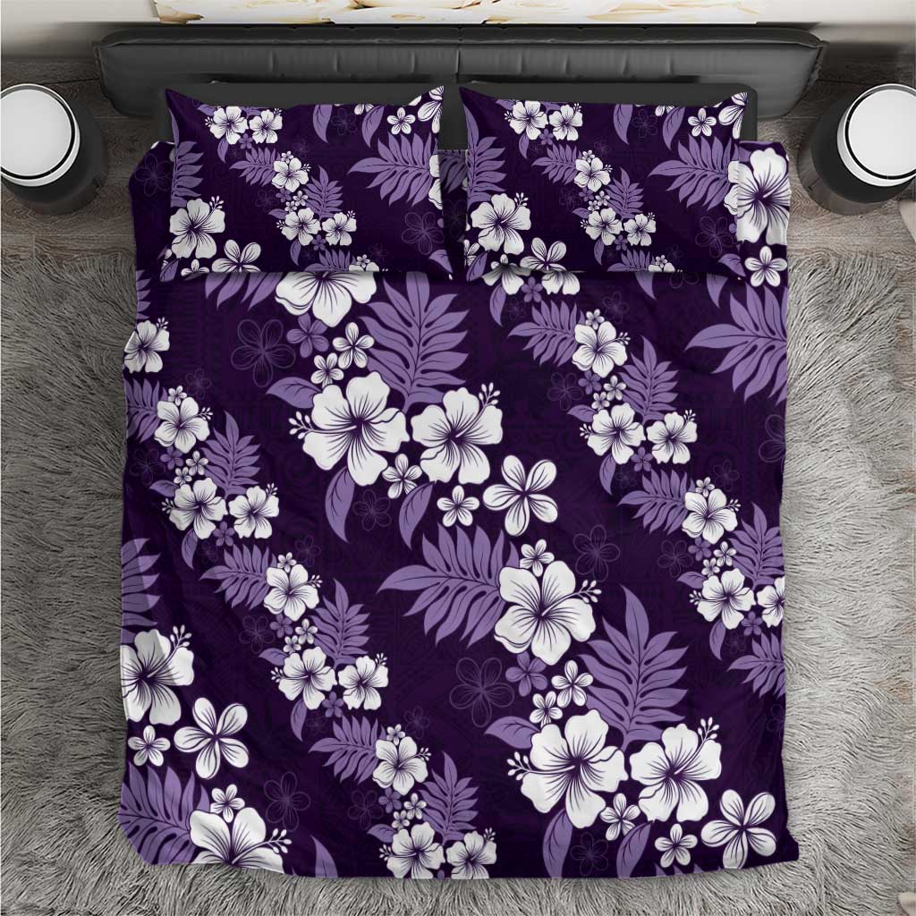 Hawaiian Hibiscus Tribal Floral Purple Bedding Set Polynesian Tapa Pattern - Polynesian Pride