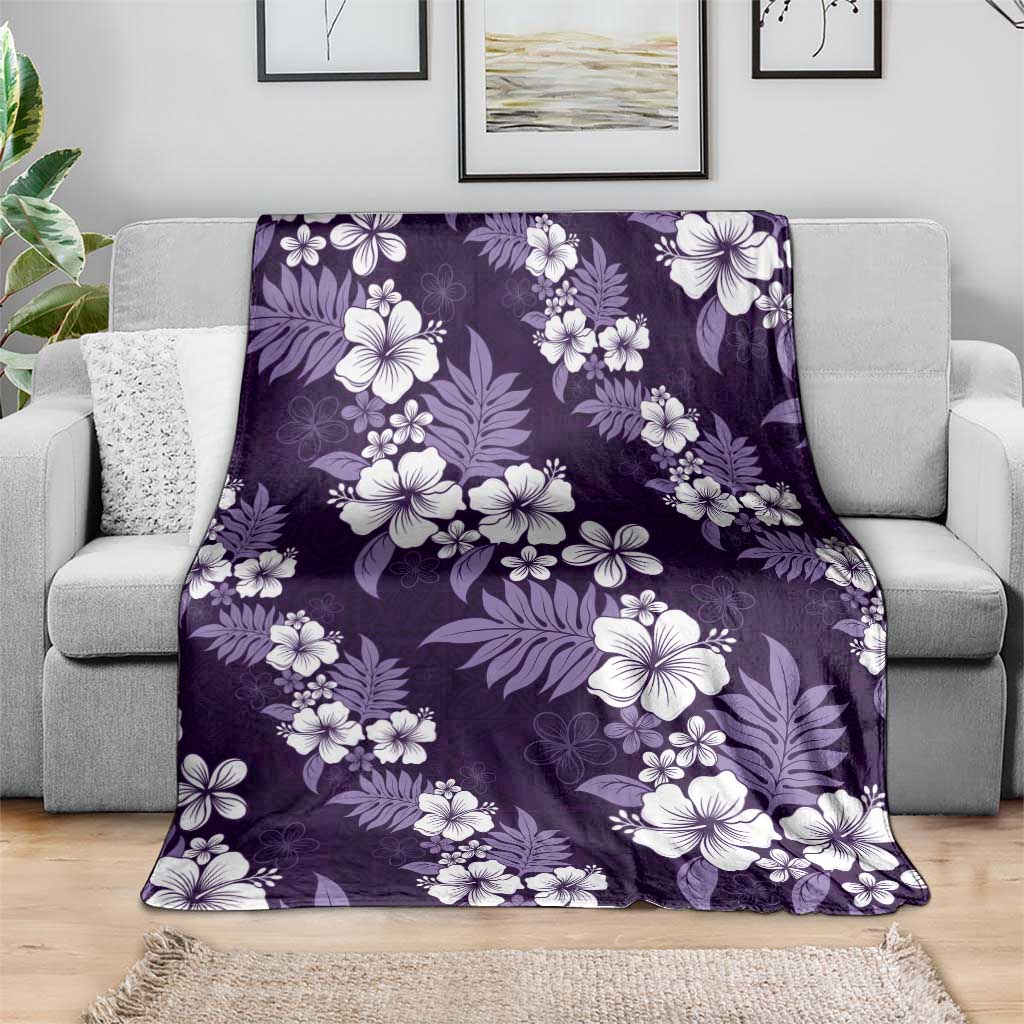 Hawaiian Hibiscus Tribal Floral Purple Blanket Polynesian Tapa Pattern - Polynesian Pride