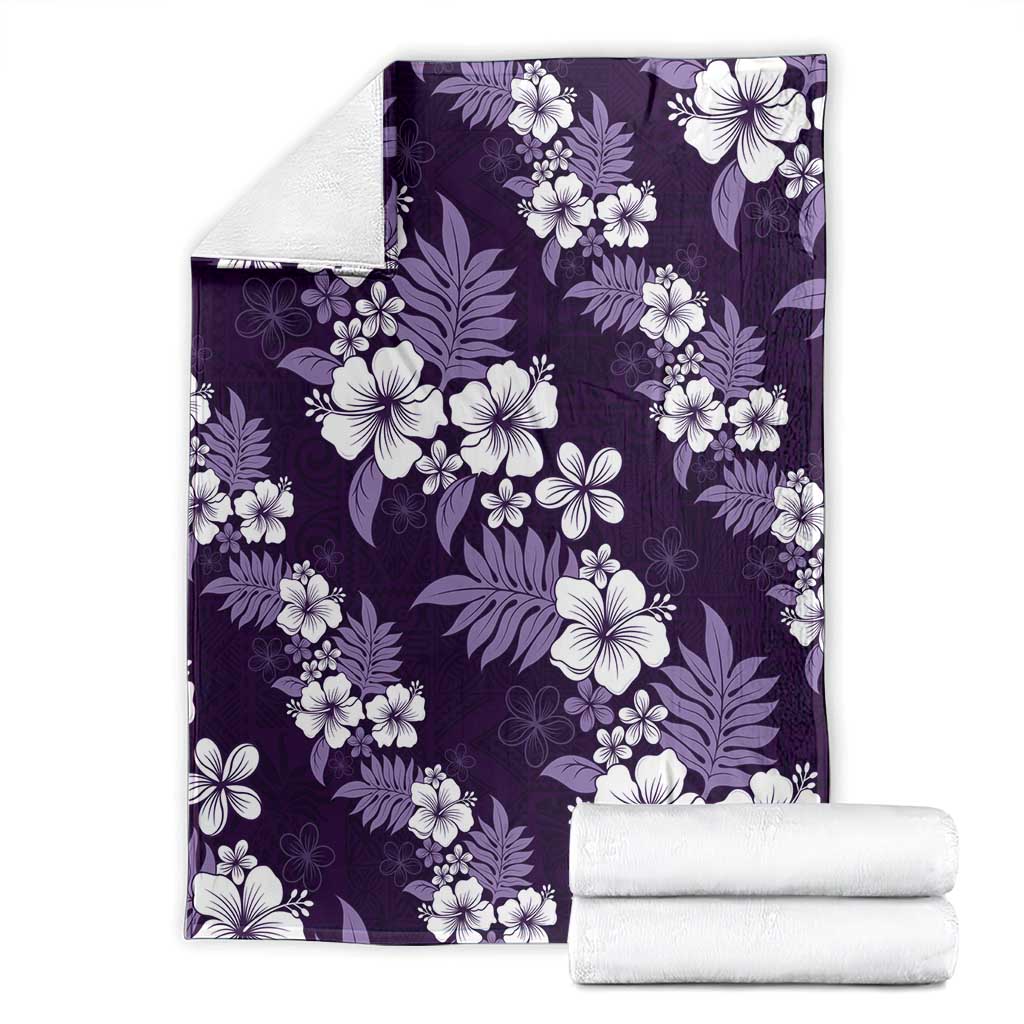 Hawaiian Hibiscus Tribal Floral Purple Blanket Polynesian Tapa Pattern - Polynesian Pride