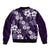 Hawaiian Hibiscus Tribal Floral Purple Bomber Jacket Polynesian Tapa Pattern - Polynesian Pride