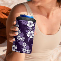 Hawaiian Hibiscus Tribal Floral Purple 4 in 1 Can Cooler Tumbler Polynesian Tapa Pattern - Polynesian Pride