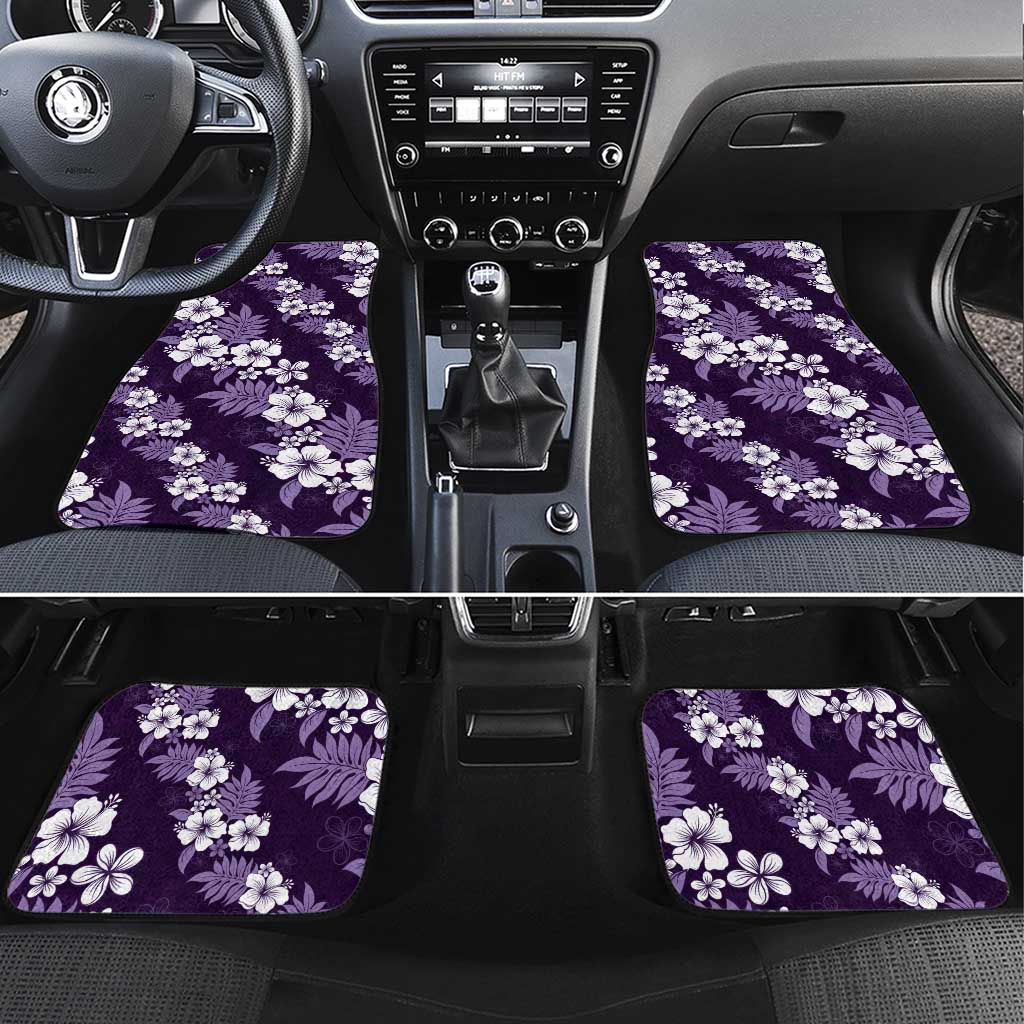 Hawaiian Hibiscus Tribal Floral Purple Car Mats Polynesian Tapa Pattern - Polynesian Pride