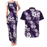 Hawaiian Hibiscus Tribal Floral Purple Couples Matching Tank Maxi Dress and Hawaiian Shirt Polynesian Tapa Pattern LT01 Purple - Polynesian Pride