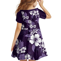 Hawaiian Hibiscus Tribal Floral Purple Family Matching Long Sleeve Bodycon Dress and Hawaiian Shirt Polynesian Tapa Pattern - Polynesian Pride