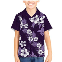 Hawaiian Hibiscus Tribal Floral Purple Family Matching Mermaid Dress and Hawaiian Shirt Polynesian Tapa Pattern - Polynesian Pride