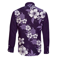 Hawaiian Hibiscus Tribal Floral Purple Family Matching Off Shoulder Maxi Dress and Hawaiian Shirt Polynesian Tapa Pattern LT01 - Polynesian Pride