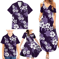 Hawaiian Hibiscus Tribal Floral Purple Family Matching Summer Maxi Dress and Hawaiian Shirt Polynesian Tapa Pattern LT01 - Polynesian Pride