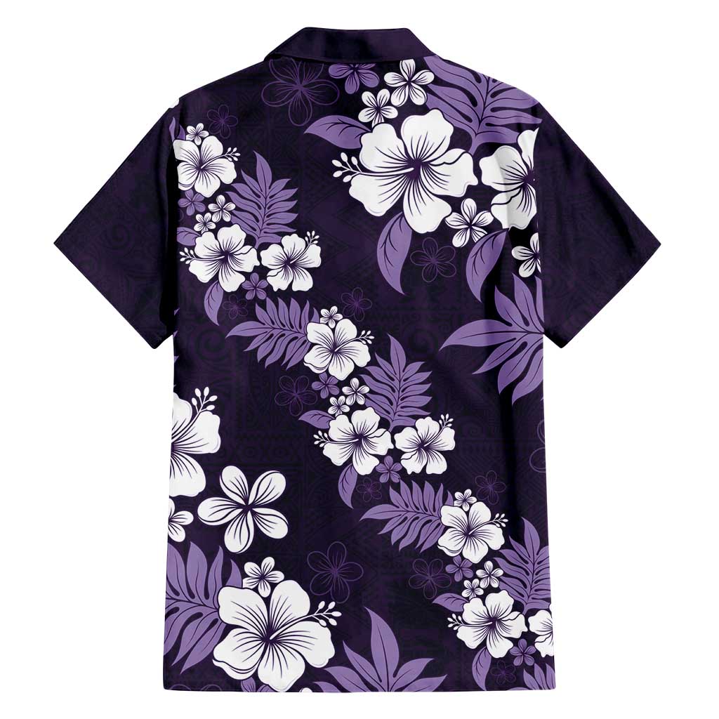 Hawaiian Hibiscus Tribal Floral Purple Family Matching Summer Maxi Dress and Hawaiian Shirt Polynesian Tapa Pattern LT01 - Polynesian Pride