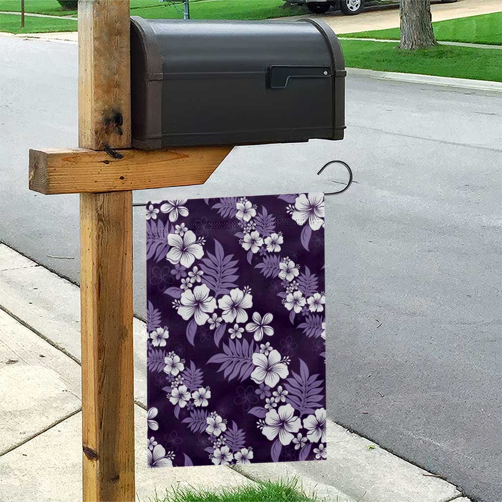 Hawaiian Hibiscus Tribal Floral Purple Garden Flag Polynesian Tapa Pattern - Polynesian Pride