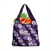 Hawaiian Hibiscus Tribal Floral Purple Grocery Bag Polynesian Tapa Pattern - Polynesian Pride