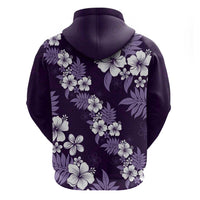 Hawaiian Hibiscus Tribal Floral Purple Hoodie Polynesian Tapa Pattern - Polynesian Pride