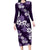 Hawaiian Hibiscus Tribal Floral Purple Long Sleeve Bodycon Dress Polynesian Tapa Pattern - Polynesian Pride