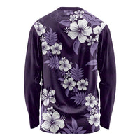 Hawaiian Hibiscus Tribal Floral Purple Long Sleeve Shirt Polynesian Tapa Pattern - Polynesian Pride