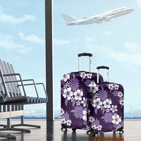 Hawaiian Hibiscus Tribal Floral Purple Luggage Cover Polynesian Tapa Pattern - Polynesian Pride