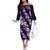 Hawaiian Hibiscus Tribal Floral Purple Off The Shoulder Long Sleeve Dress Polynesian Tapa Pattern - Polynesian Pride