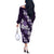 Hawaiian Hibiscus Tribal Floral Purple Off The Shoulder Long Sleeve Dress Polynesian Tapa Pattern - Polynesian Pride
