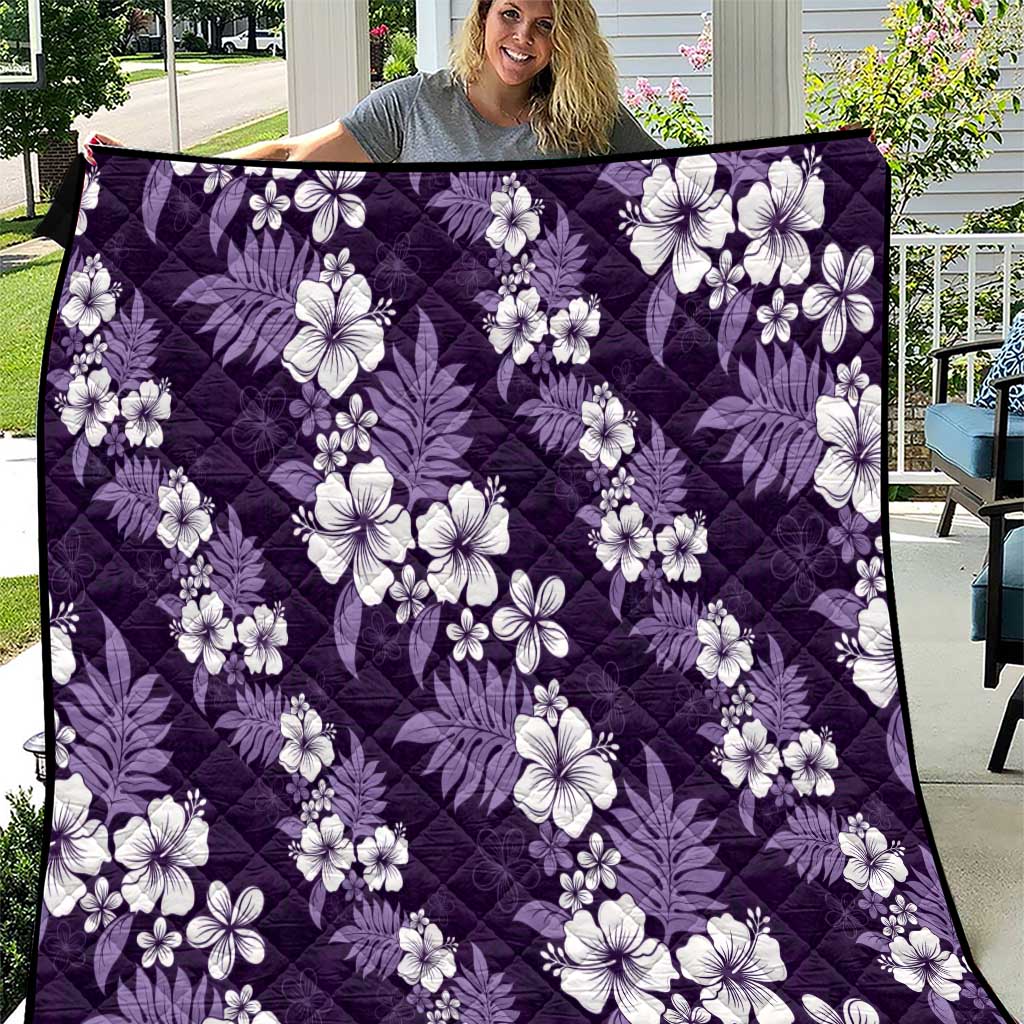 Hawaiian Hibiscus Tribal Floral Purple Quilt Polynesian Tapa Pattern - Polynesian Pride