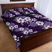 Hawaiian Hibiscus Tribal Floral Purple Quilt Bed Set Polynesian Tapa Pattern - Polynesian Pride