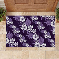 Hawaiian Hibiscus Tribal Floral Purple Rubber Doormat Polynesian Tapa Pattern - Polynesian Pride