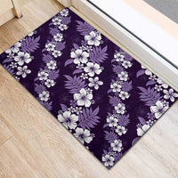 Hawaiian Hibiscus Tribal Floral Purple Rubber Doormat Polynesian Tapa Pattern - Polynesian Pride