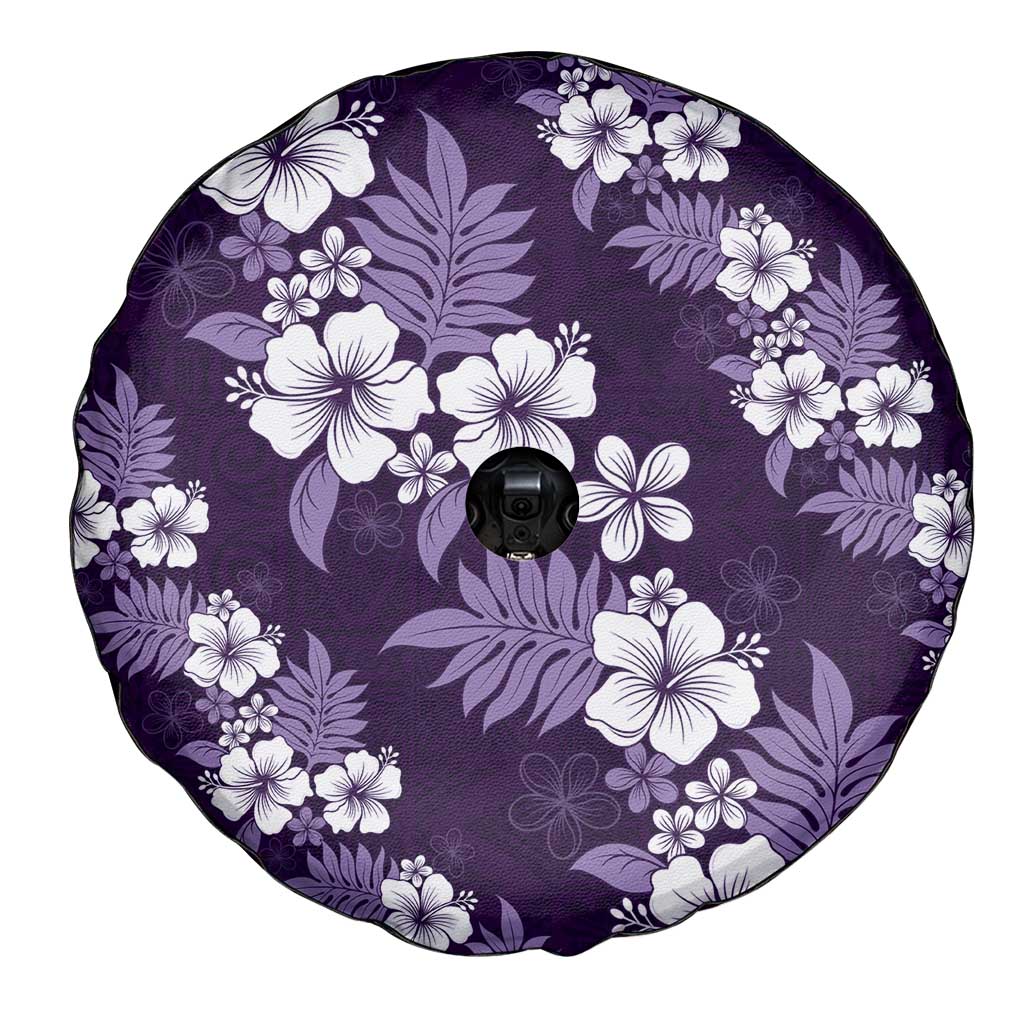 Hawaiian Hibiscus Tribal Floral Purple Spare Tire Cover Polynesian Tapa Pattern - Polynesian Pride