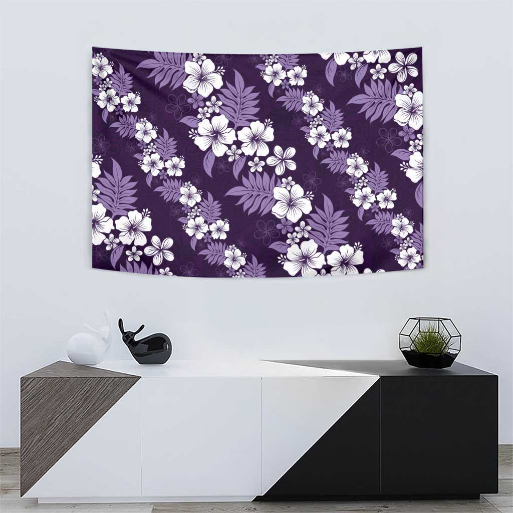 Hawaiian Hibiscus Tribal Floral Purple Tapestry Polynesian Tapa Pattern - Polynesian Pride